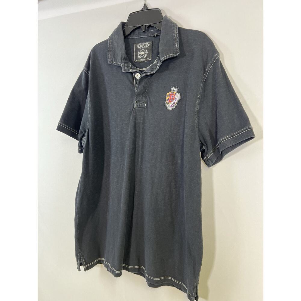 VTG Y2K Buffalo David Bitton Men’s Striped Faded Black Polo Shirt Size M - Picture 4 of 10